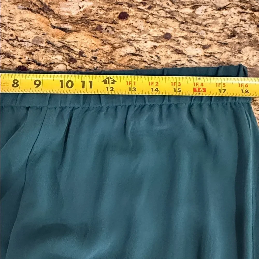 Eileen Fisher 100% Silk Cropped Pull On Pants Teal Green XL NWT